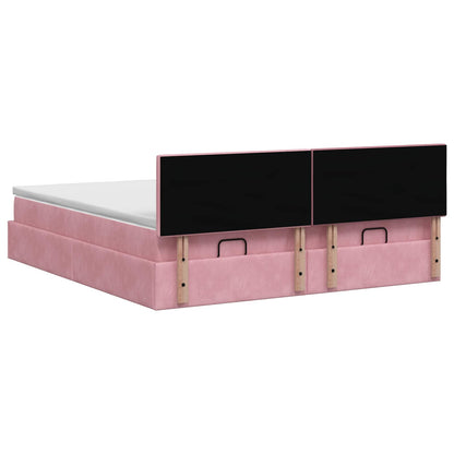 Ottoman bed met matras met hoofdeinde 2 pcs Roze Fluweel