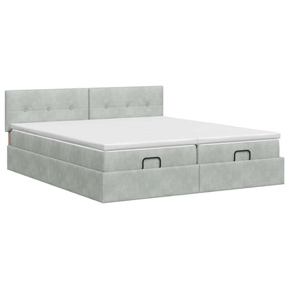 Ottoman bed met matras met hoofdeinde 2 st Lichtgrijs Fluweel