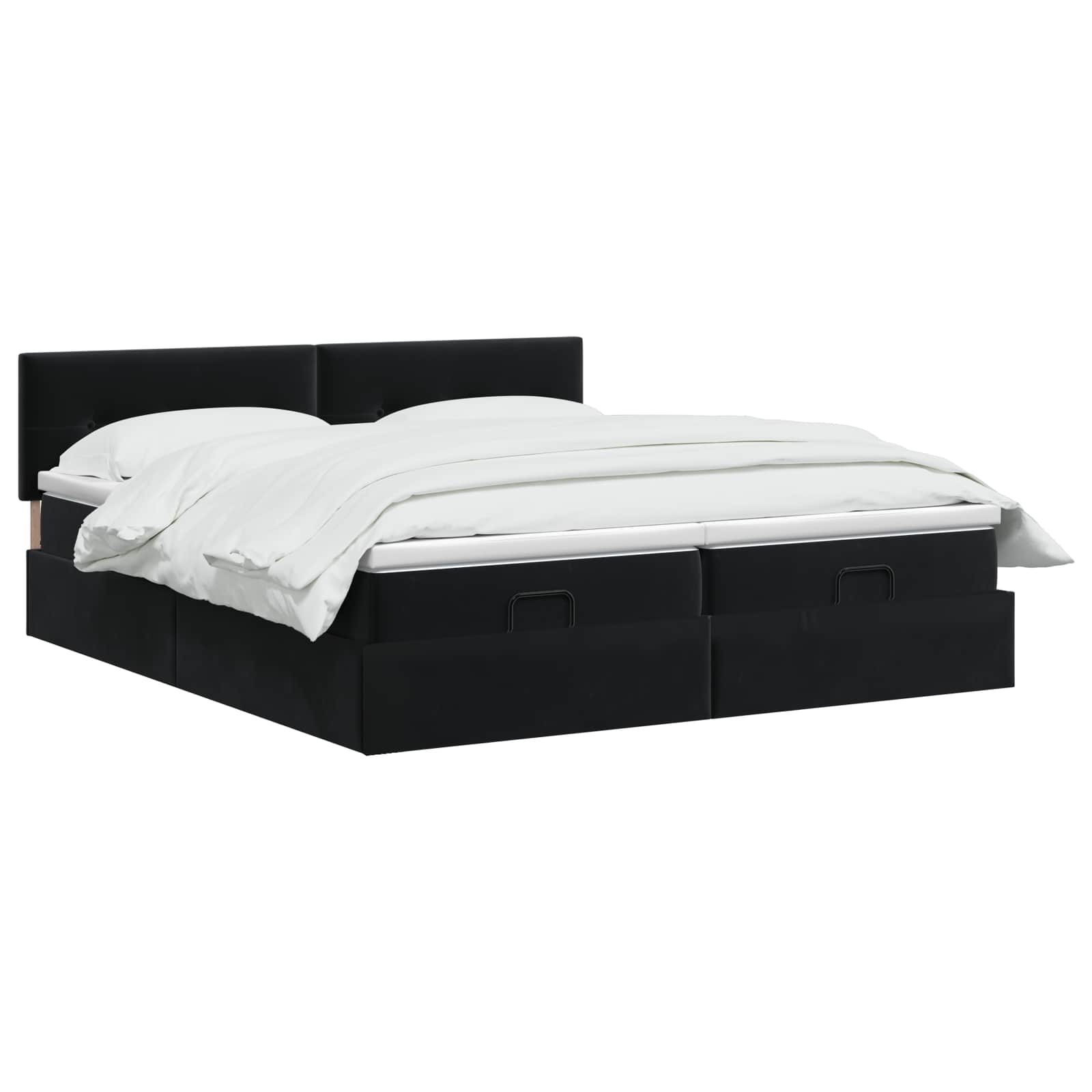 Ottoman bed met matras met hoofdeinde 2 st Zwart Fluweel