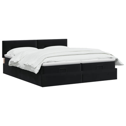 Ottoman bed met matras met hoofdeinde 2 st Zwart Fluweel