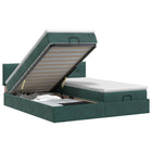 Ottoman bed donkergroen fluweel 160x200 cm met opbergruimte