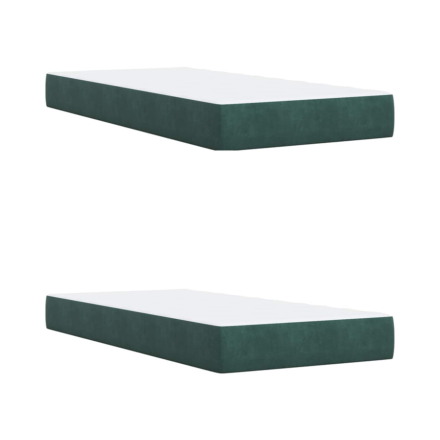 Ottoman bed met matras met hoofdeinde 2 st Donkergroen Fluweel
