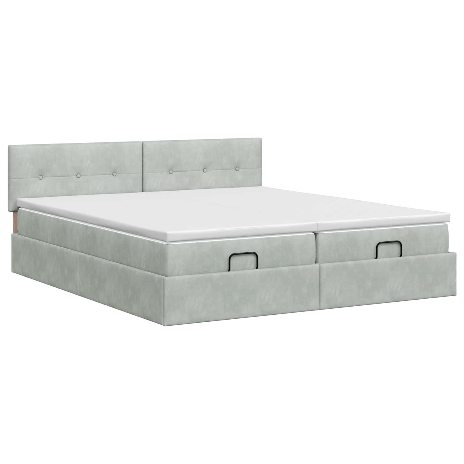 Ottoman bed met matras met hoofdeinde 2 st Lichtgrijs Fluweel