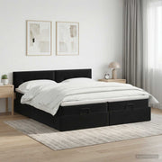Ottoman bed met matras hoofdeinde 203x160x88 cm zwart fluweel