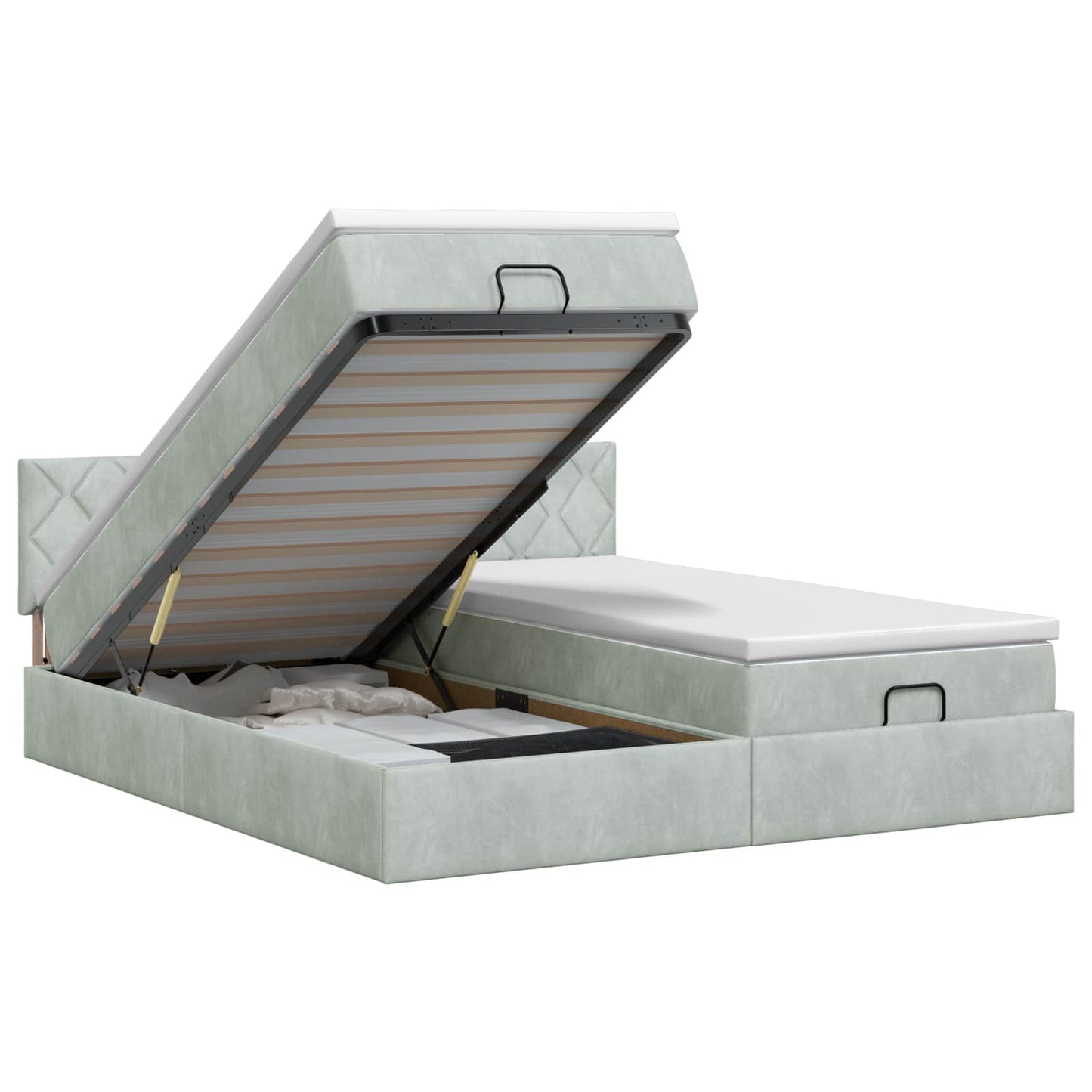 Ottoman bed met matras met hoofdeinde 2 st Lichtgrijs Fluweel