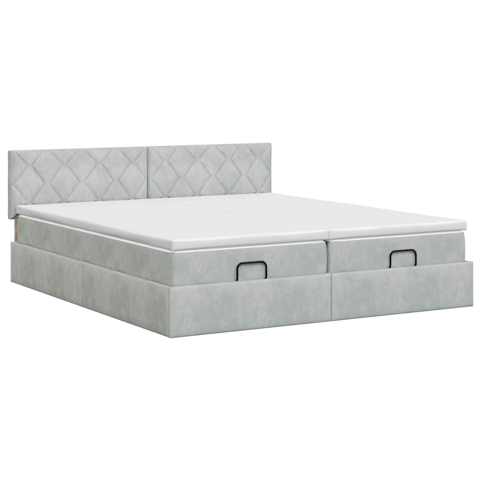 Ottoman bed met matras met hoofdeinde 2 st Lichtgrijs Fluweel