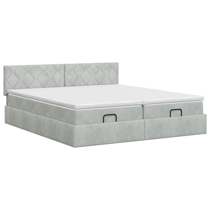 Ottoman bed met matras met hoofdeinde 2 st Lichtgrijs Fluweel