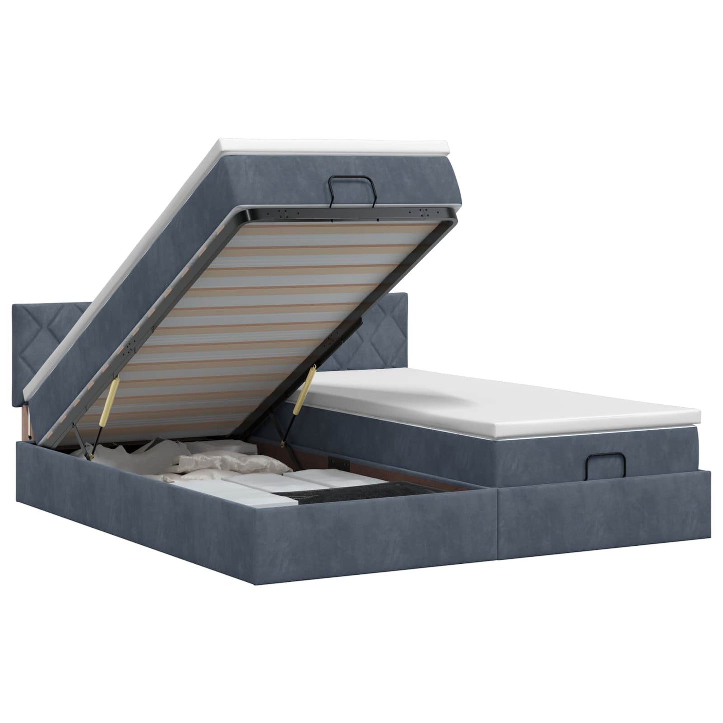 Ottoman bed met matras met hoofdeinde 2 st Donkergrijs Fluweel