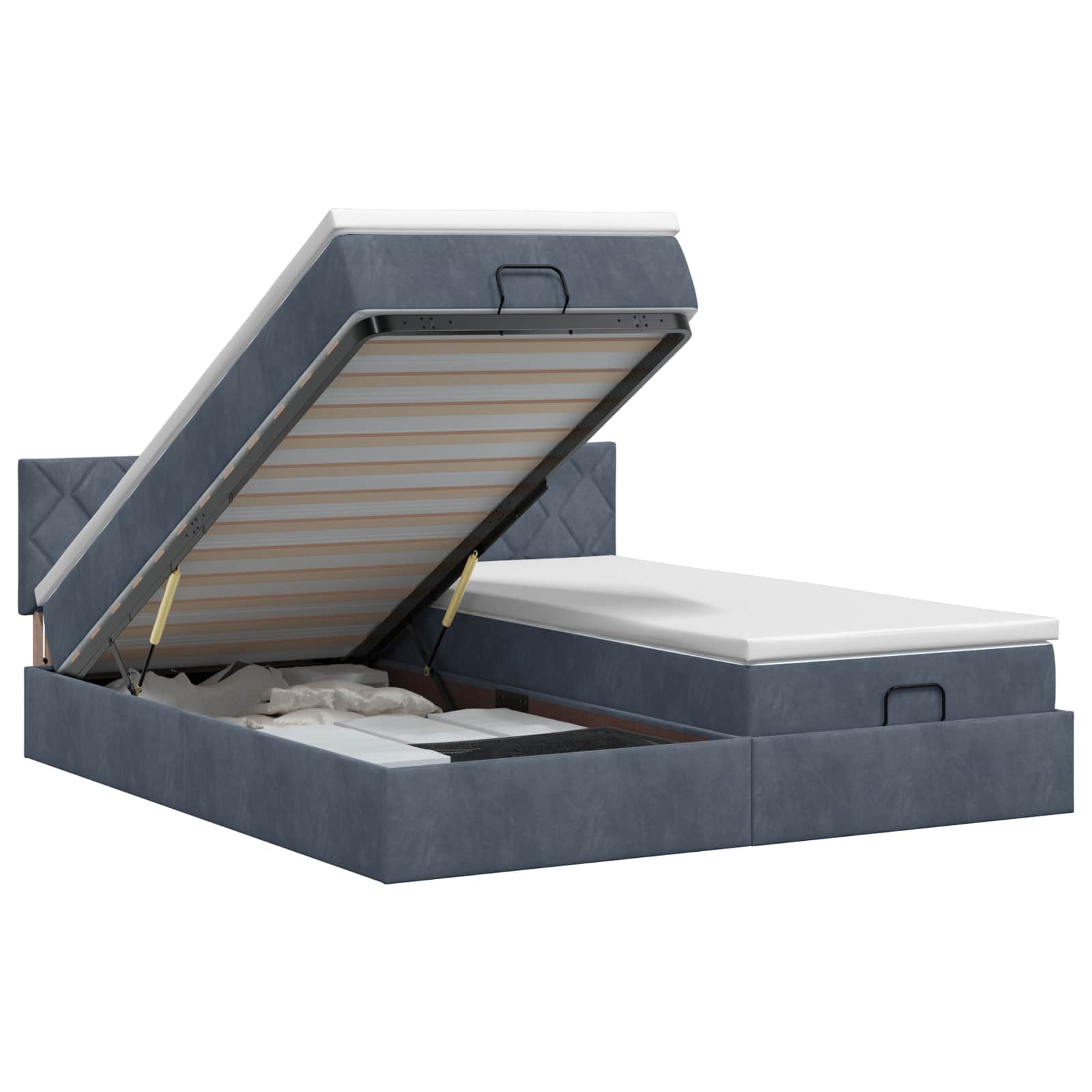 Ottoman bed met matras met hoofdeinde 2 st Donkergrijs Fluweel