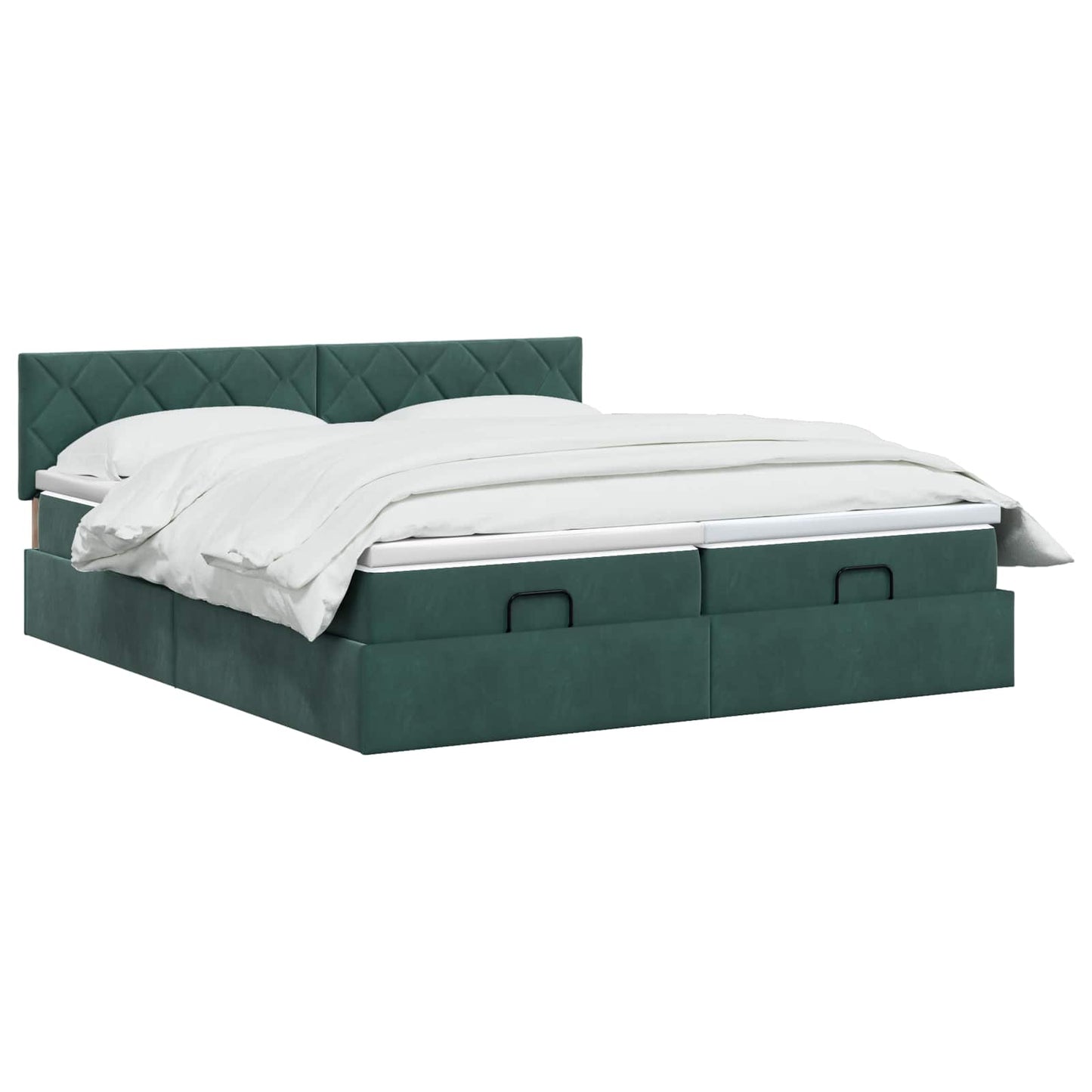 Ottoman bed met matras met hoofdeinde 2 st Donkergroen Fluweel