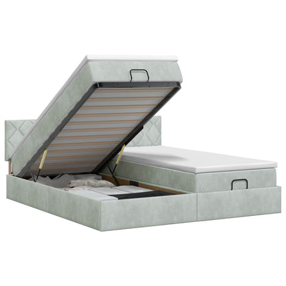 Ottoman bed met matras met hoofdeinde 2 st Lichtgrijs Fluweel