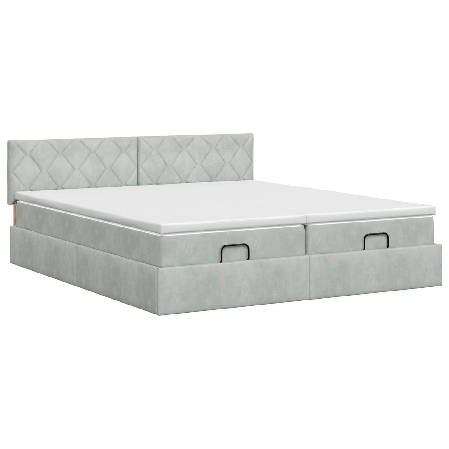 Ottoman bed met matras met hoofdeinde 2 st Lichtgrijs Fluweel