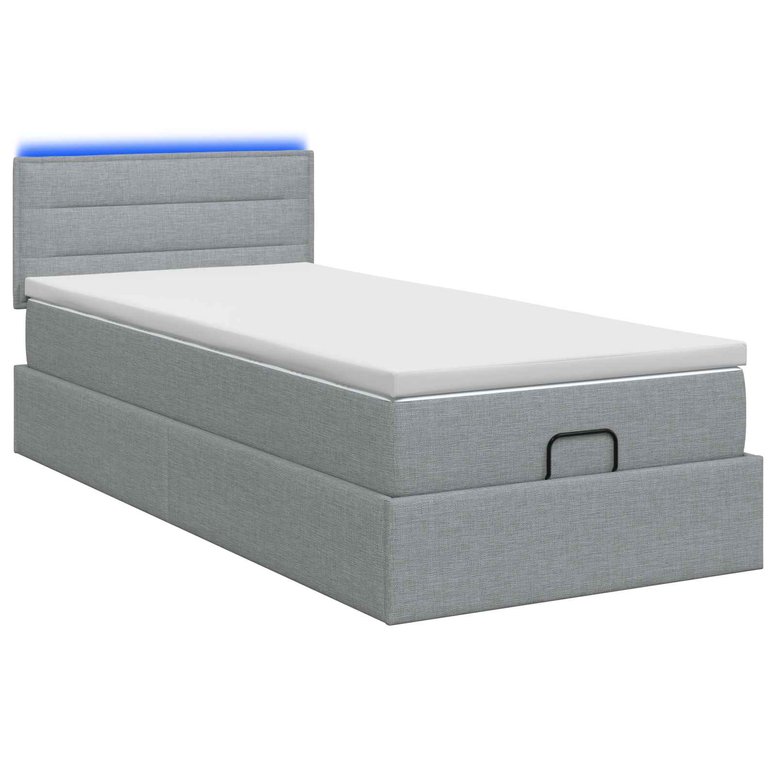 Ottoman Bed met Matrassen en LED Lichtgrijs 80 x 200 cm Stof