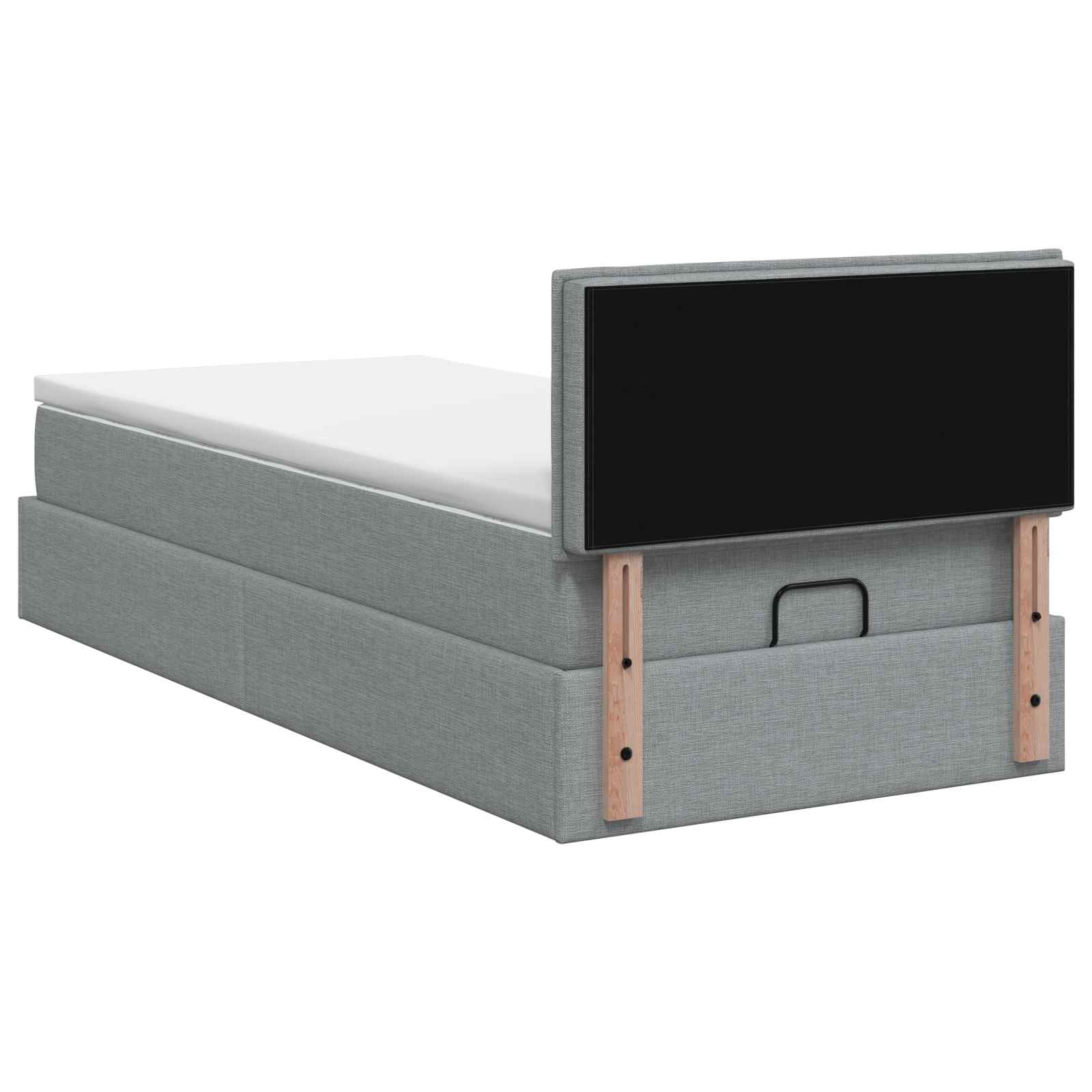 Ottoman Bed met Matrassen en LED Lichtgrijs 80 x 200 cm Stof