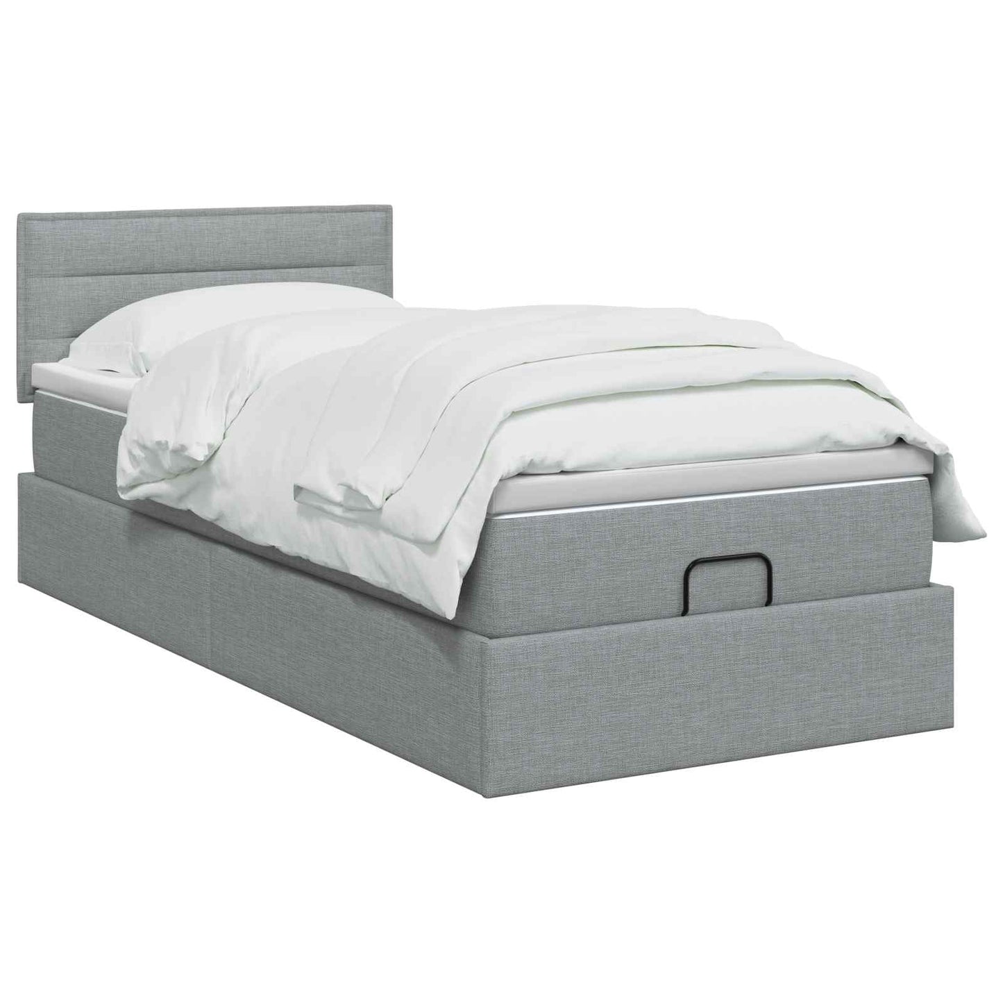 Ottoman Bed met Matrassen en LED Lichtgrijs 80 x 200 cm Stof