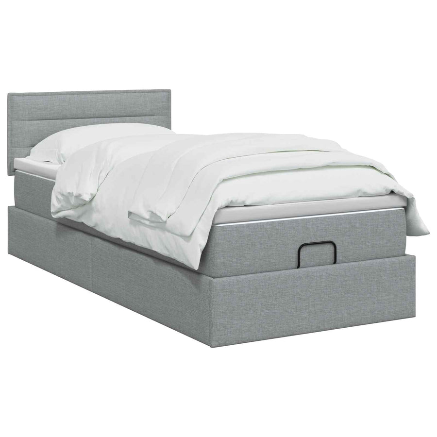 Ottoman Bed met Matrassen en LED Lichtgrijs 80 x 200 cm Stof