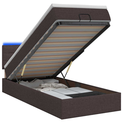 Ottoman Bed met Matrassen en LED Donkerbruin 80 x 200 cm Stof