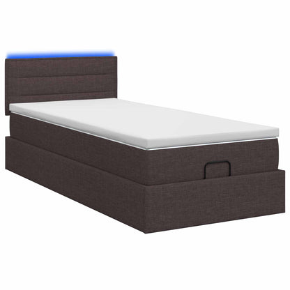 Ottoman Bed met Matrassen en LED Donkerbruin 80 x 200 cm Stof