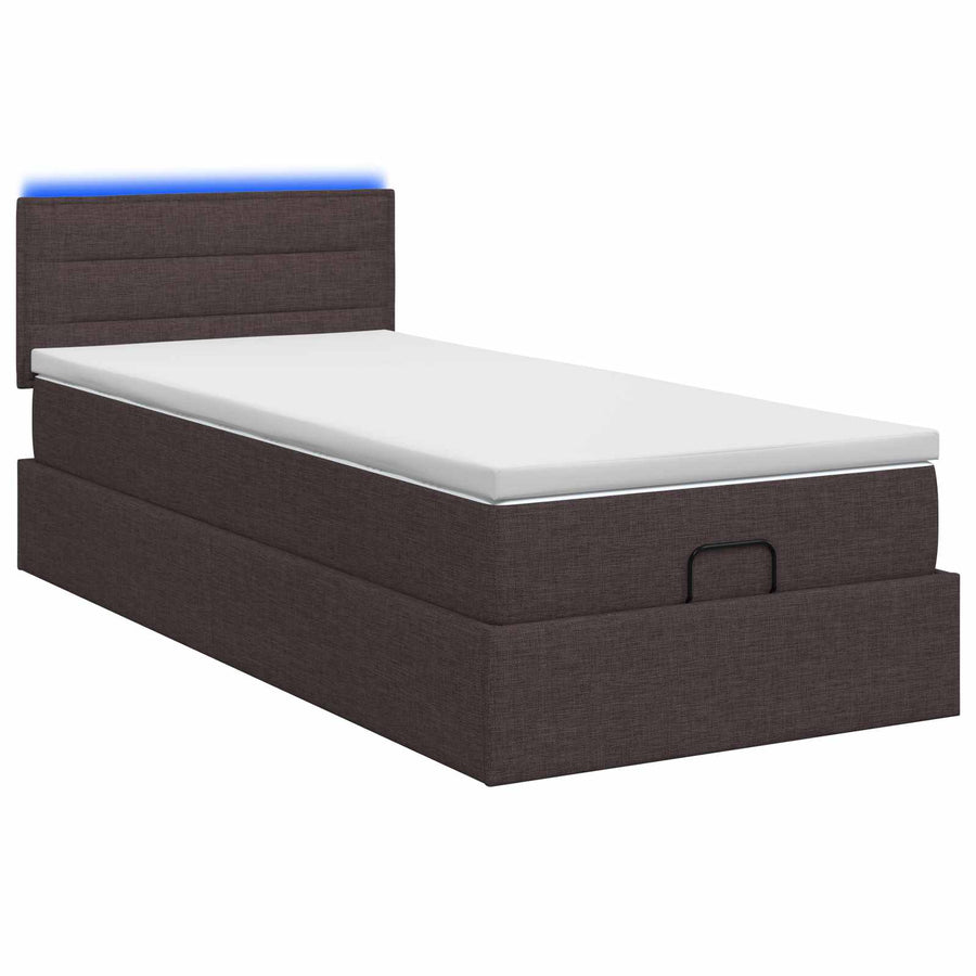 Ottoman Bed met Matrassen en LED Donkerbruin 80 x 200 cm Stof