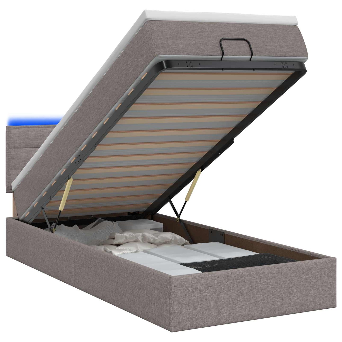 Ottoman Bed met Matrassen en LED Taupe 80 x 200 cm Stof