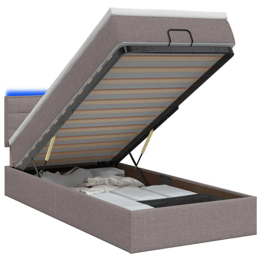 Ottoman Bed met Matrassen en LED Taupe 80 x 200 cm Stof