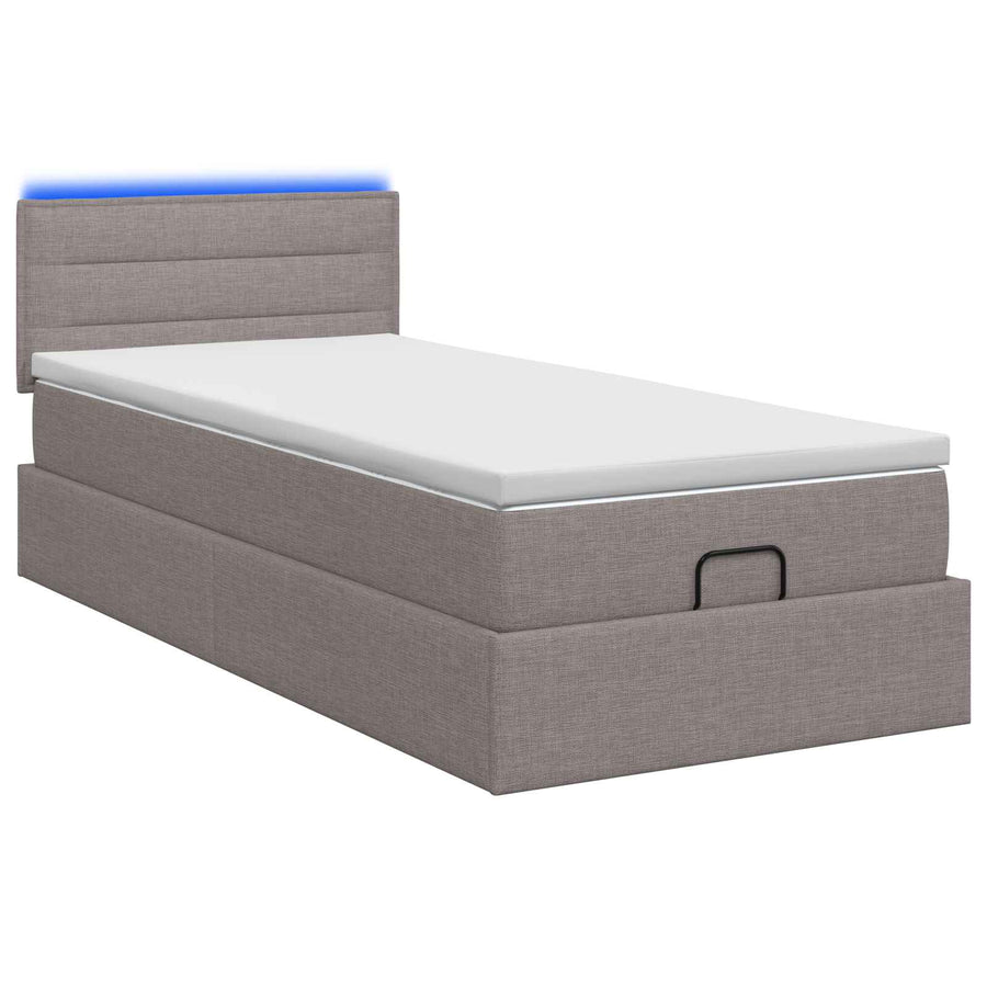 Ottoman Bed met Matrassen en LED Taupe 80 x 200 cm Stof