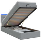 Ottoman Bed met Matrassen en LED Lichtgrijs 90 x 190 cm Stof