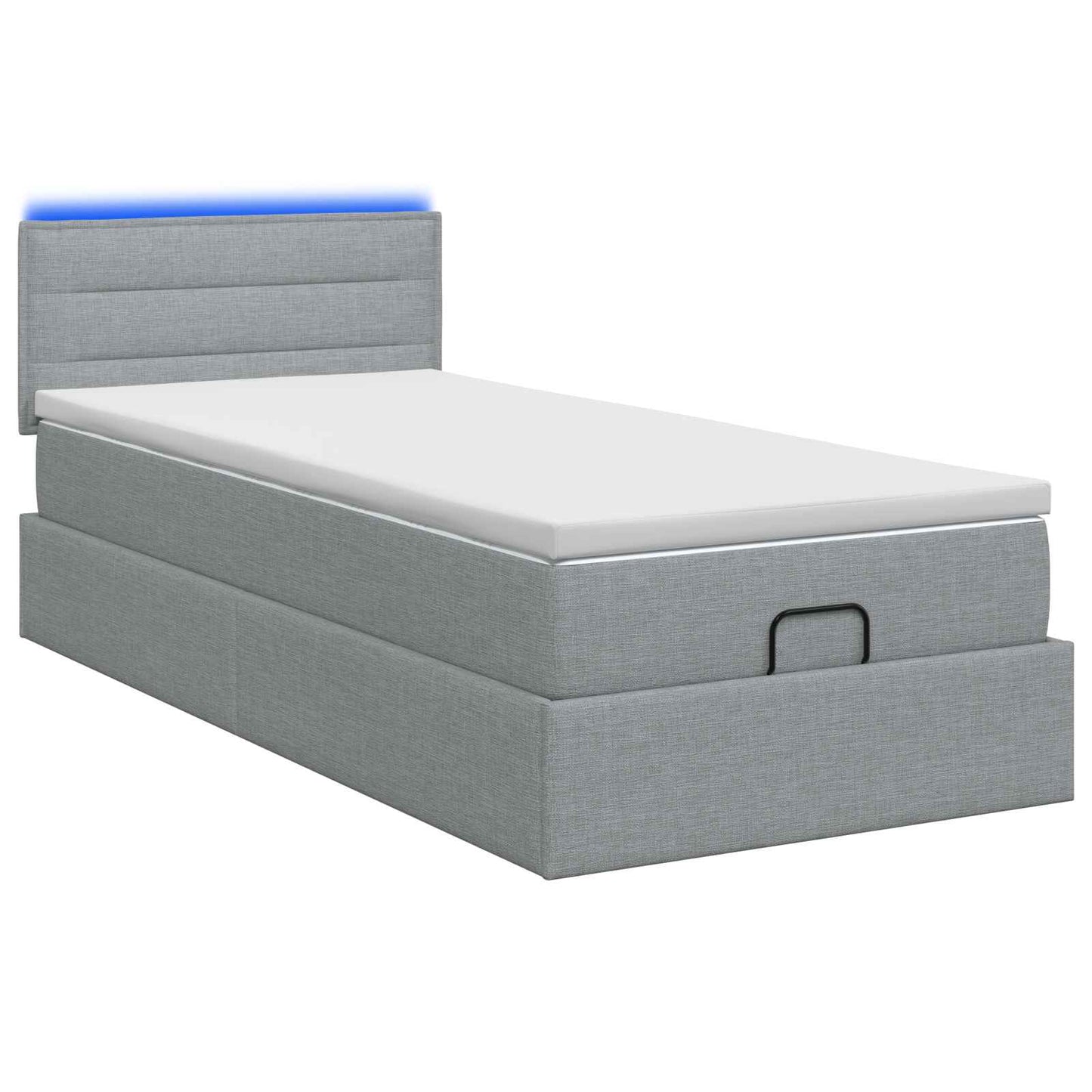 Ottoman Bed met Matrassen en LED Lichtgrijs 90 x 190 cm Stof