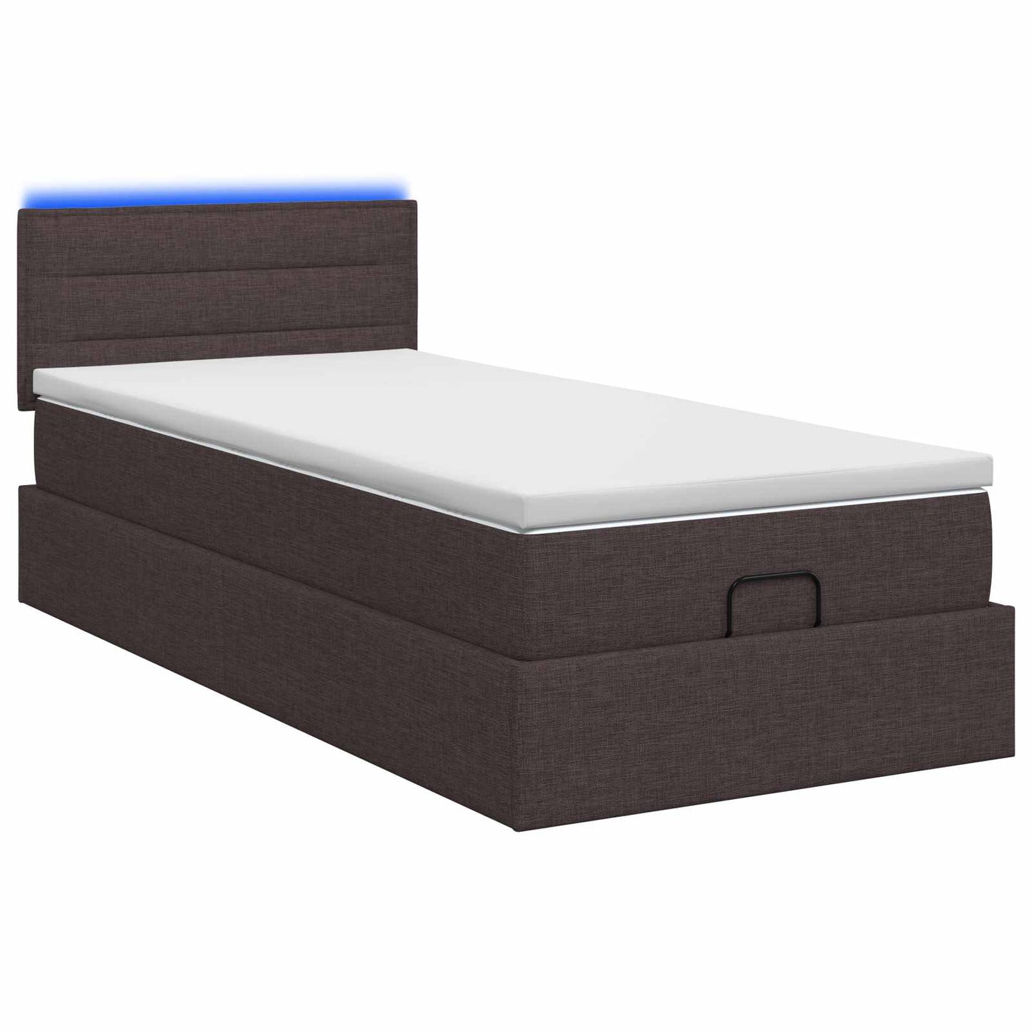 Ottoman Bed met Matrassen en LED Donkerbruin 90 x 190 cm Stof