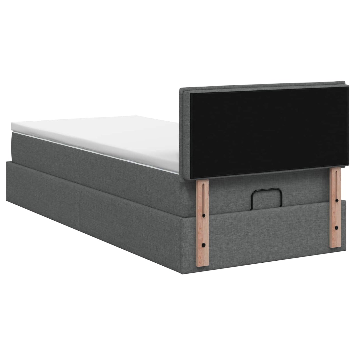 Ottoman Bed met Matrassen en LED Donkergrijs 90 x 200 cm Stof