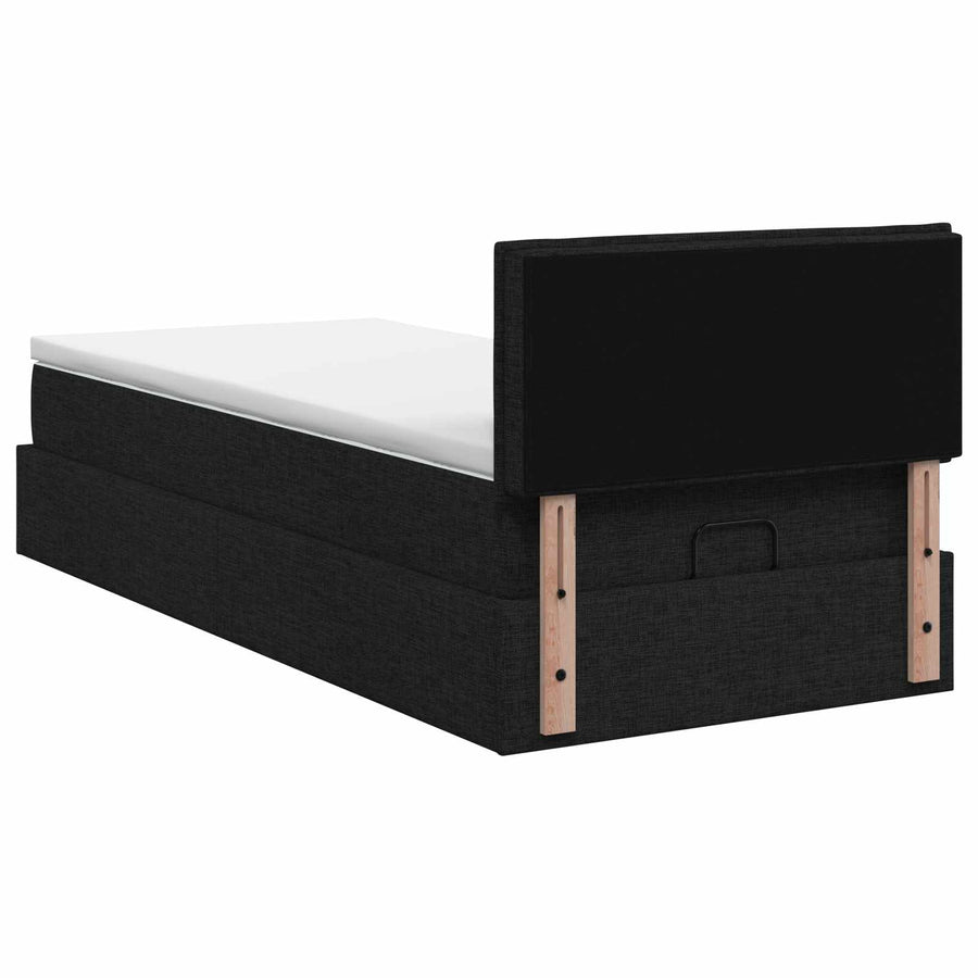 Ottoman Bed met Matrassen en LED Zwart 90 x 200 cm Stof
