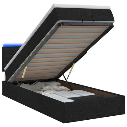 Ottoman Bed met Matrassen en LED Zwart 100 x 200 cm Stof