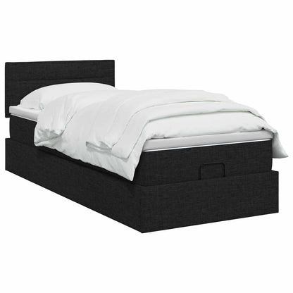 Ottoman Bed met Matrassen en LED Zwart 100 x 200 cm Stof