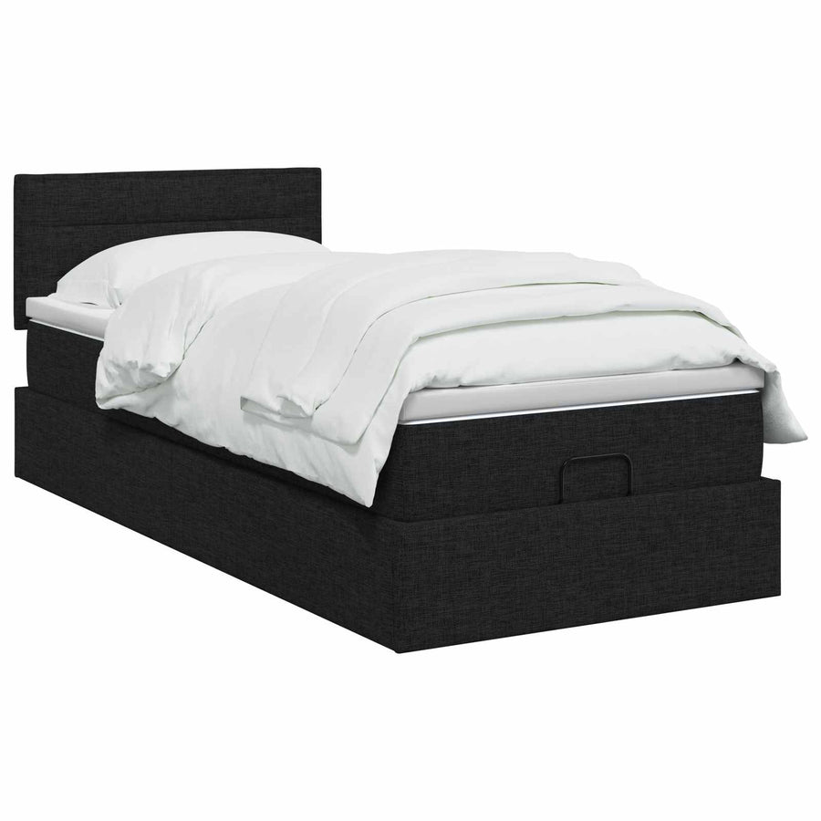 Ottoman Bed met Matrassen en LED Zwart 100 x 200 cm Stof