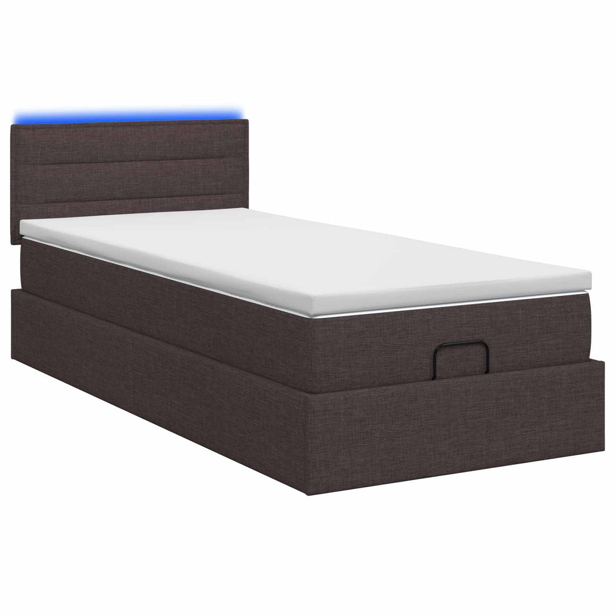 Ottoman Bed met Matrassen en LED Donkerbruin 100 x 200 cm Stof