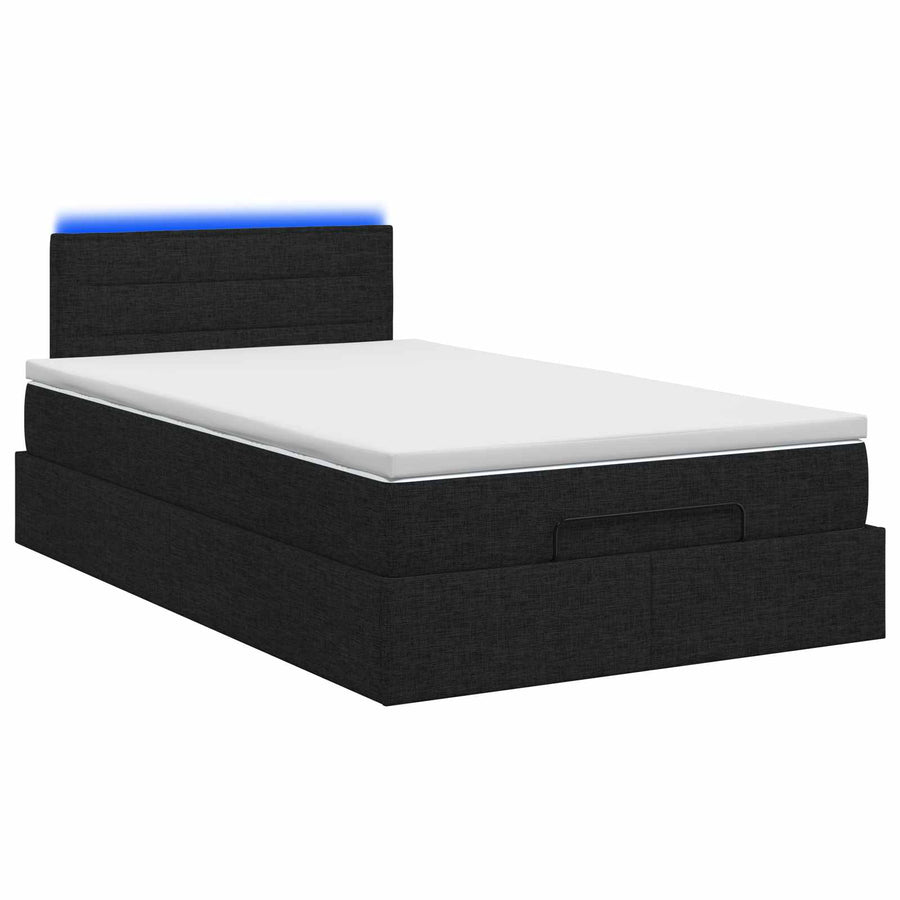Ottoman Bed met Matrassen en LED Zwart 120 x 200 cm Stof