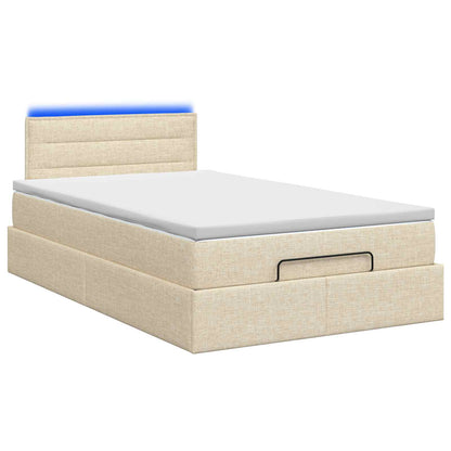 Ottoman Bed met Matrassen en LED Crèmekleurig 120 x 200 cm Stof
