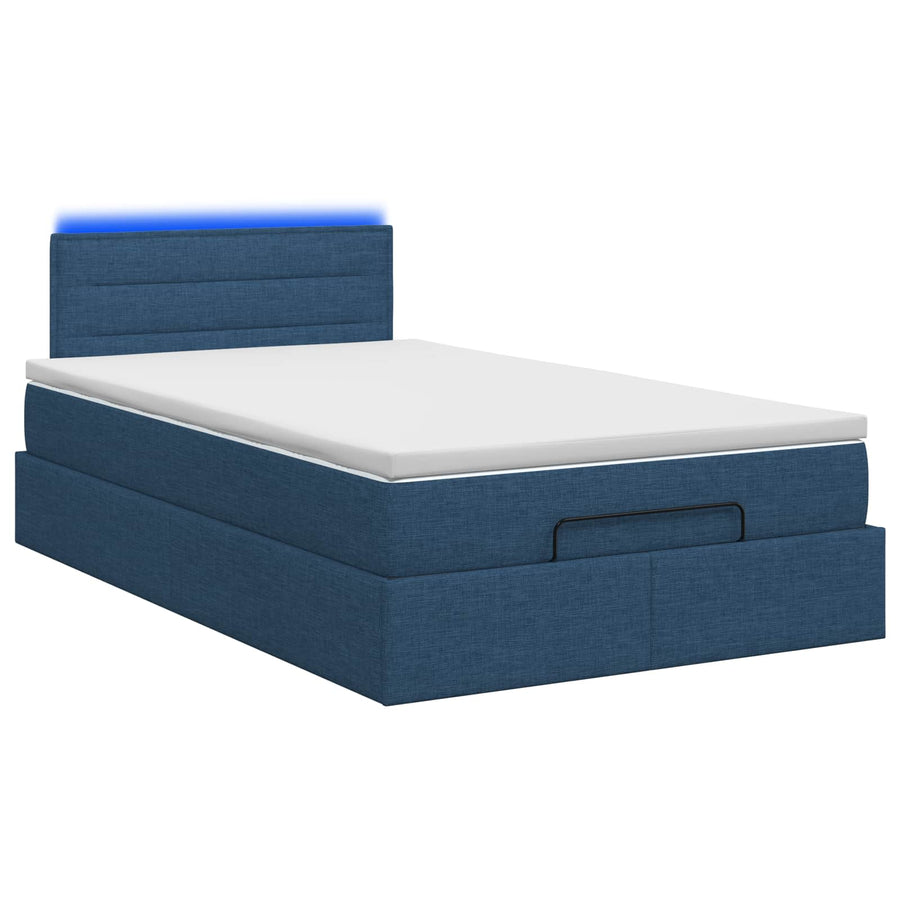 Ottoman Bed met Matrassen en LED Blauw 120 x 200 cm Stof