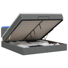 Ottoman Bed met Matrassen en LED Donkergrijs 140 x 190 cm Stof