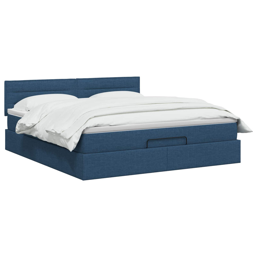Ottoman Bed met Matrassen en LED Blauw 140 x 190 cm Stof