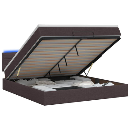 Ottoman Bed met Matrassen en LED Donkerbruin 140 x 200 cm Stof