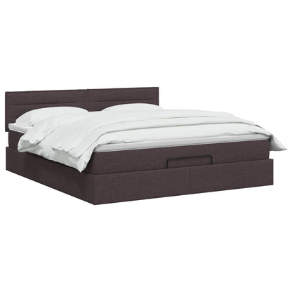 Ottoman Bed met Matrassen en LED Donkerbruin 140 x 200 cm Stof