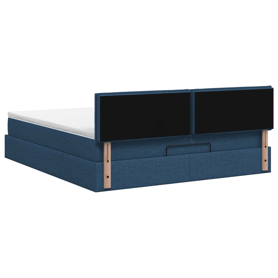 Ottoman Bed met Matrassen en LED Blauw 140 x 200 cm Stof