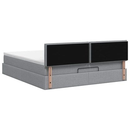 Ottoman Bed met Matrassen en LED Lichtgrijs 160 x 200 cm Stof