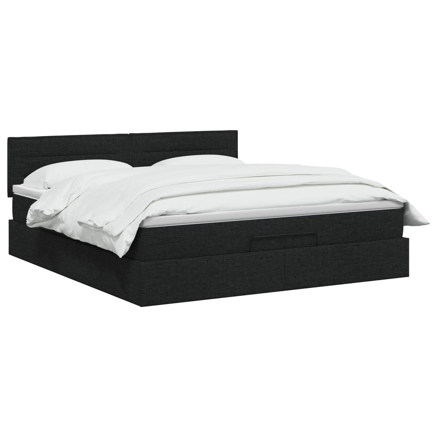 Ottoman Bed met Matrassen en LED Zwart 180 x 200 cm Stof