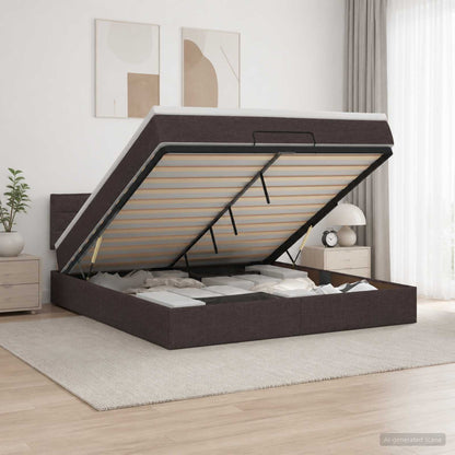 Ottoman bed met matras Donkerbruin 140 x 200 cm Stof