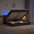 Ottoman bed 140x200 cm donkerbruin met opbergruimte en led