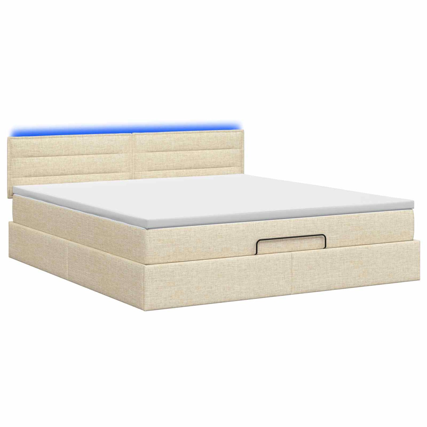 Ottoman Bed met Matrassen en LED Crèmekleurig 180 x 200 cm Stof