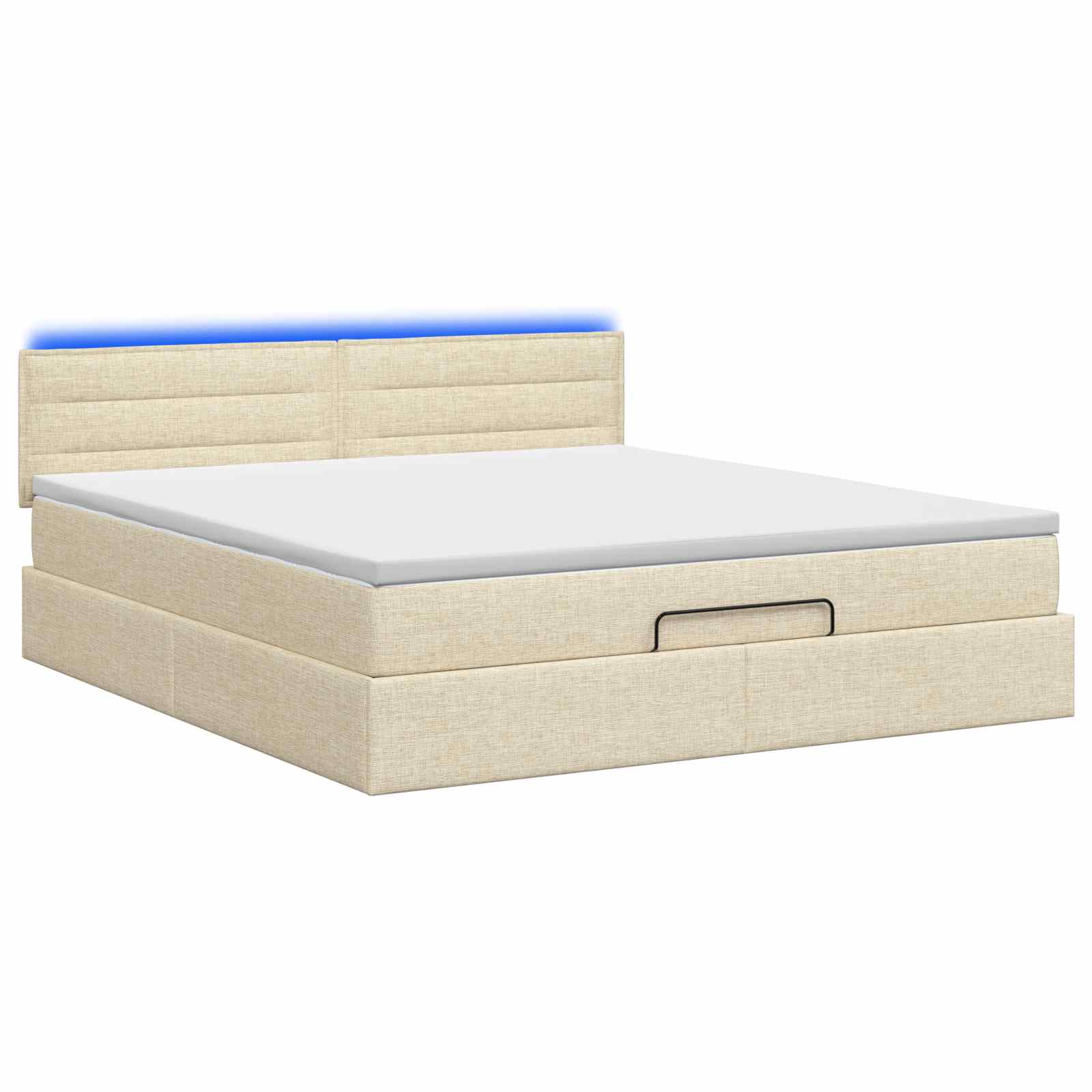 Ottoman Bed met Matrassen en LED Crèmekleurig 180 x 200 cm Stof