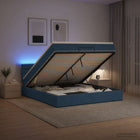 Ottoman bed 160x200 cm stof blauw met matras en LED